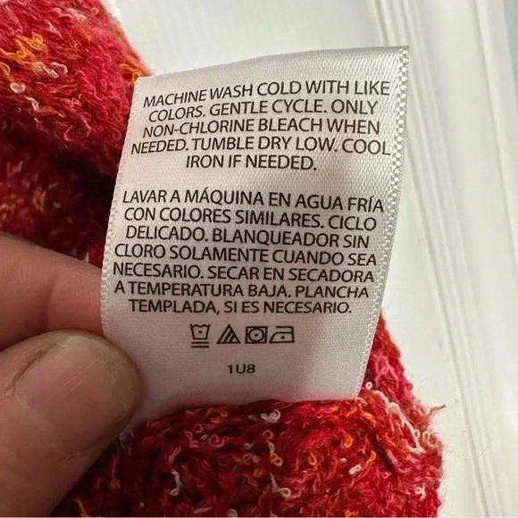 Time And  Tru Cable Knit Sweater V-Neck Orangeish-Red Size Large - Picture 10 of 16